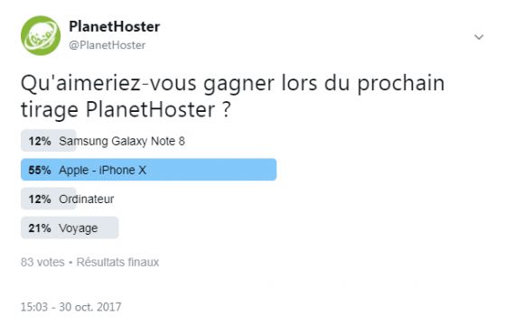 Survey Twitter PlanetHoster