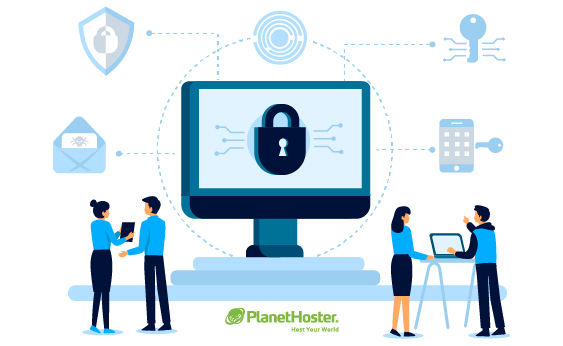 Web security and PlanetHoster's support team, dedicated to excellence in web hosting.